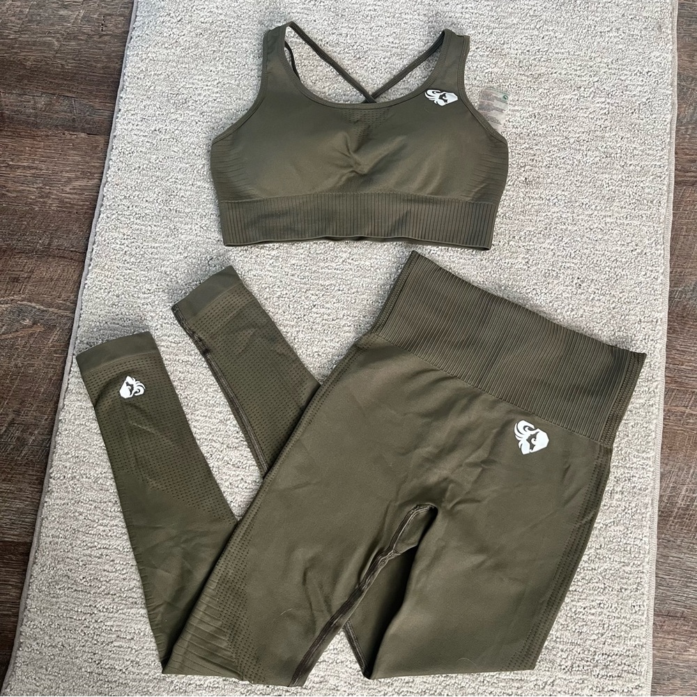 Women's Best Power‎ two-piece Khaki Seamless Set